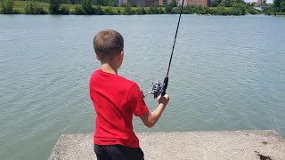 How To Catch A Fish - My Son Catches His 1st Fish!!