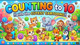 Counting to 10 with the CUTEST Cartoons for kids! 🐾