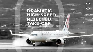 A220 Leaves Runway, Smashes Signs After Dramatic High-Speed Rejected Takeoff