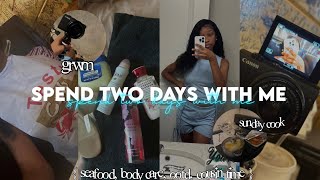 SPEND TWO DAYS WITH ME ☆: grwm, sunday cool, seafood, body care, ootd, cousin time etc | Jayla Zaire
