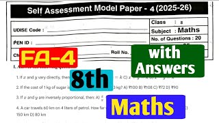 AP FA-4 Class 8 Maths Model Paper 2025-26 |Maths Important Questions with Answers