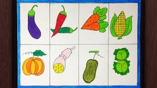 Draw beautiful vegetables from using 1 to 9 numbers | Vegetables drawing from numbers #numberdrawing
