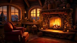 Cozy Reading Book Ambience with Smooth Jazz Music -  Warm Fireplace Sounds for Sleep