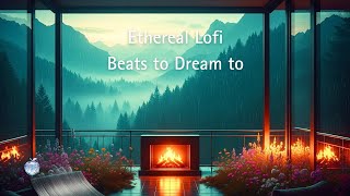 Warm Fireplace & Cold Mountain Rain 🌧️ | An Ethereal Lofi Mix for Deep Sleep.