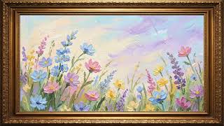 Pastel Meadow Bloom | 4K Elegant Floral Frame TV Art Display