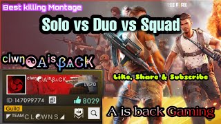 A is back | Garena Free Fire | mp40 King | Duo vs squad | Solo vs squad | Master of mp40 | A is back