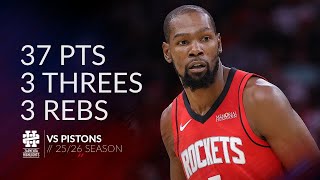 Kevin Durant 37 pts 3 threes 3 rebs vs Pistons 25/26 season