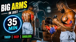 35 MIN BICEP TRICEPS & SHOULDERS WORKOUT | Multi  Gym | Stack Gym