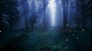 4K Night Forest Ambience - Crickets Cicadas | Virtual Ambience