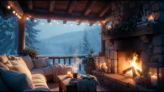 Warm Fire, Cold Night❄️| Ambient Sounds of Crackling Fireplace & Gentle Snowfall for Focus & Sleep