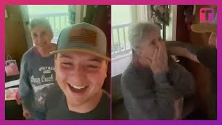 Grandma Photobombs Call Without Realizing It's Soldier Grandson