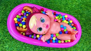 🎶 Glitter Slime Magic & Rainbow Candy Cutting in a Water Tub | ASMR Tranquility 🌈✂️
