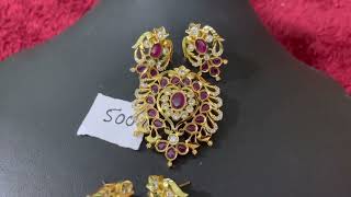 Uncut pendant and earrings Rs500/ only @ Sri Venkateswara cz & uncut jewerly 📞 7569826147