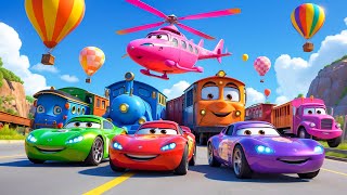 PAINT CAR MCQueen, Monster Truck, SCHOOL BUS, AUDI R8, POLICE CARS, Climb to Highest Level 2025