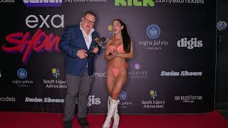 Cuban Exa Model Eva Quiala interviewed on the red carpet at Exa Shows Art Basel Miami