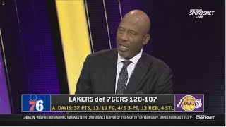 James Worthy "EXCITED" Anthony Davis shines 37 Pts to lead Lakers def. 76ers 120-107