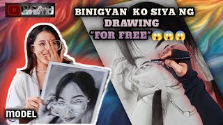 BINIGYAN KO SIYA NG DRAWING ||FOR FREE|| MODEL MEET UP || (JANA CARYL) #portrait #drawing #artwork
