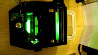 Polygon mirror scanner test with green laser