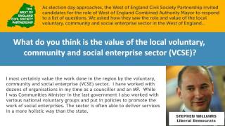 Stephen Williams (accessible) - WoE Metro Mayor Candidates on the VCSE sector