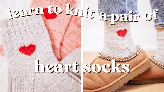 How To Knit Heart Socks | Knitted ankle sock tutorial for beginners
