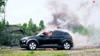 Incêndio de EV isolado com manta de incêndio de carro padrão Bridgehill