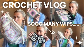 Crochet Vlog: Crochet Tote Bags, Beach Bags and Many More WIPS! Granny Squares & Ideas