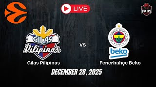 Fenerbahçe Beko vs Gilas Pilipinas | Game Today | Gilas vs Europe Champion | DECEMBER 28, 2025