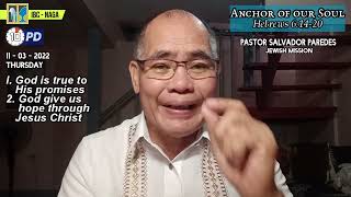 November 3, 2022 Anchor of our Soul PTR. SALVADOR PAREDES