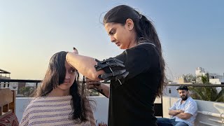 Haircut for Himani 😍💇‍♀️ #madhugowda #nikhilnishavlogs 