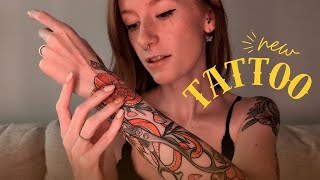 My new tattoo, process & tracing to soft piano music 🕯️