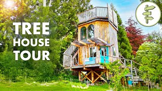 Beautiful Tiny Tree House Cleverly Built with Reclaimed & Eclectic Materials – FULL TOUR
