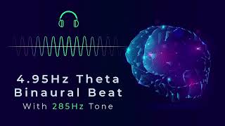 4.95Hz Theta Binaural Beats @ 285Hz Frequency | Deep Relaxation & Cellular Healing | ASMR Binaural