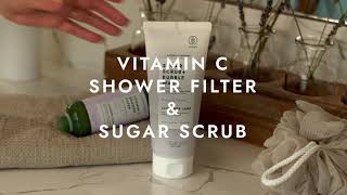 Lavender Land Shower & Empower Duo: Vitamin C Shower Filter & Sugar Scrub + Bubble Wash | VOESH NY