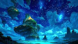 Floating Island Night Ambience 🌌 | Celtic Fantasy music, Shooting Stars & Relaxing Music (2 Hour) 4K