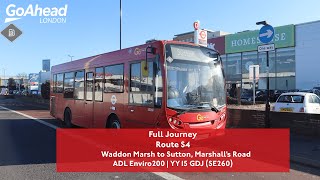 Full Journey | Route S4 to Sutton, Marshall's Road | ADL Enviro200 | SE260 (YY15 GDJ)
