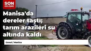 Manisa'da dereler taştı; tarım arazileri su altında kaldı