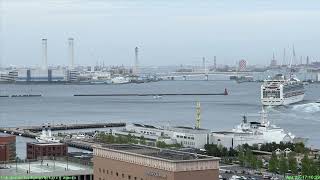 ダイアモンドプリンセスの横浜港出航：29 Apr 2023 Departure of Cruise Diamond Princess from Yokohama Port
