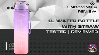 1L Water Bottle with Straw & Time Marking – BPA Free, Leakproof Sport Bottle Review