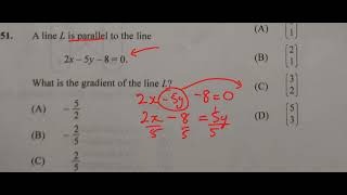 Question 51 of 60|January 2022 Multiple Choice| Gradient of parallel lines