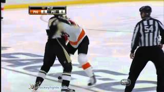 Deryk Engelland vs Jody Shelley oct 29, 2010