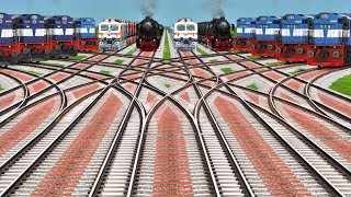 💨 Full Speed WAP4 Electric Train on Risky Zig-Zag Track⚔ Extreme Rail Battle! WAP4 Electric Crossing