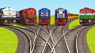 5 LINE BRANCHED RAILROAD CROSSING IN BUMPY FORKED TRACKS | Train Simulator Video | Trains Railroad