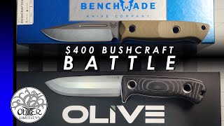 PART 1: $400 Bushcraft Blade Battle | Benchmade 163 Bushcrafter vs Olive Knives Arbor - Table Top