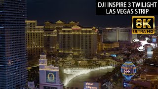 DJI Inspire 3 Las Vegas Strip Drone Aerials - Twilight Low Light 8k X9 Air