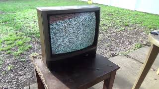 Looking at 2 dirty old CRT TVs on a cold day