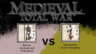 Medieval Total War 1vs1 Swiss Armoured Pikemen vs Chivalric Foot Knights