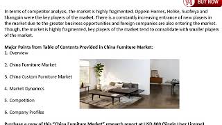 Furniture Market with Focus on Custom Furniture: Industry Analysis & Outlook 2022