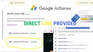 DIRECT LINK PROVIDED FOR MANUAL REGISTRATION: ADSENSE ACCOUNT PIN VERIFICATION/NO ADDRESS INVOLVED