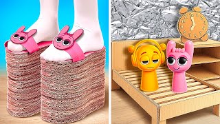 Pinki And Oren Built A Whole House Out Of Cardboard 🤩🏡 *Creative DIY Cardboard Ideas*