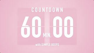 60 Minute Countdown Timer 🌸 Flip Clock with Simple Beeps 🔔